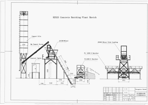 Drawing HZS25 Concrete Batching Plant