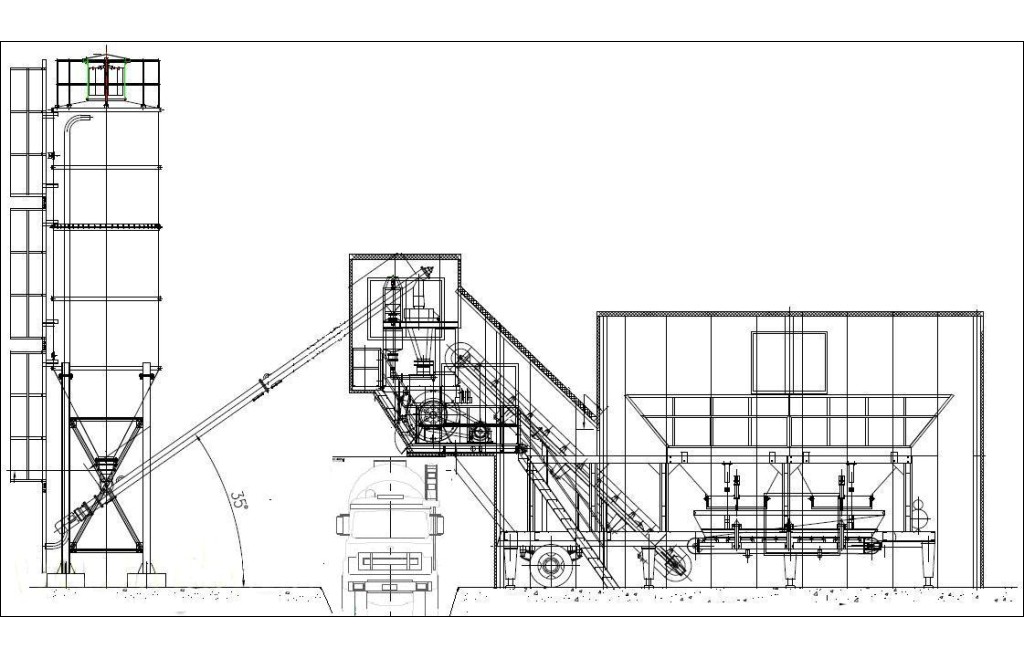 YHZS25 Concrete Batching Plant Drawing